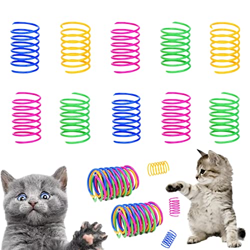 ISMARTEN Katzenfederspielzeug (100 Stück), interaktives Katzenspielzeug für Indoor-Katzen, Leichter zuverlässiger Kunststoff, Kunststoff-Katzenspule für Kätzchen zum Swaten, Beißen, Jagen von ISMARTEN