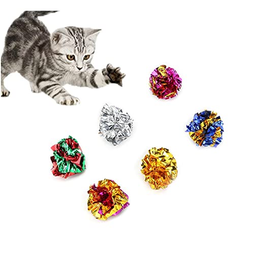 Knisterbälle, Katzenspielzeug, Mylar-Knisterbälle für Indoor-Katzen, leicht, glänzend, für Kätzchen (zufällige Farbe), 10 Stück von ISMARTEN