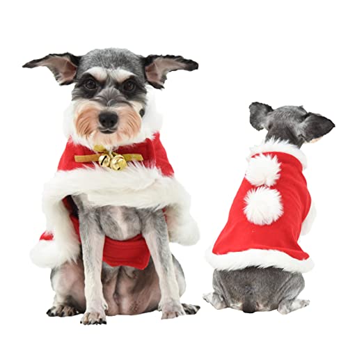 Weihnachten Hund Kostüm, Hund Weihnachten Schneeflocken Umhang Kostüm mit Weihnachtsglocken Winter Haustier Umhang Neujahr Hund Umhang Kleidung Dicke Lustige Haustier Kostüm Zubehör für von ISMARTEN