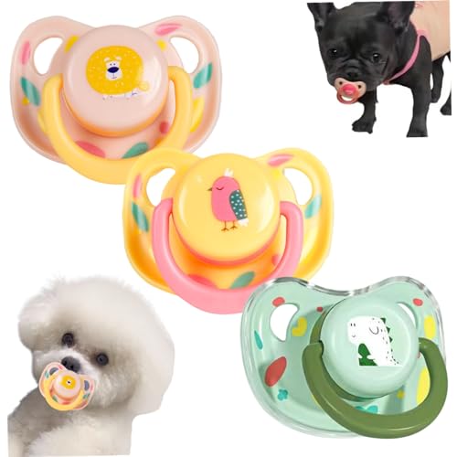 3pcs Hund Pecifier Silicon abnehmbar interaktiver Kauenspielzeugmischung mit Abdeckung und Zwei atmungsaktiven Löchern 3 Muster hitzebeständig von ISOYTERO