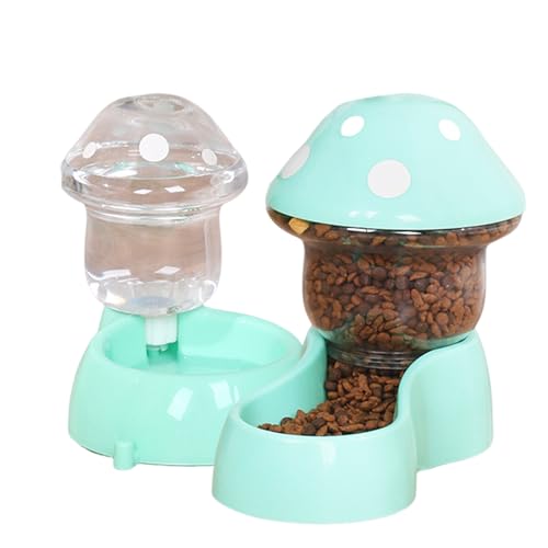 Automatische Haustiere Feeder Waterer Set 1800 ml Katzen Futtermittel und 500 ml Hunde Wasserspender mit DIY -Aufkleber für kleine mittelgroße Haustiere grüne automatische Katzenfuttermittel von ISOYTERO