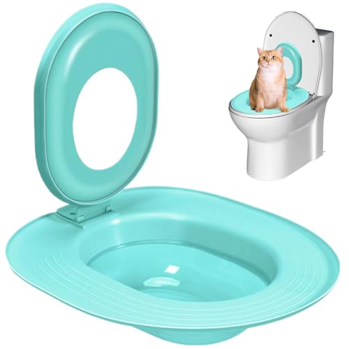 Cat Toilet Trainer Kit Cat Toilettentrainer Tragbares Training für Katzen wiederverwendbares Töpfchen-Trainingskit Anti-Slip-Katzentoilette für Haustierpflege, Blau von ISOYTERO
