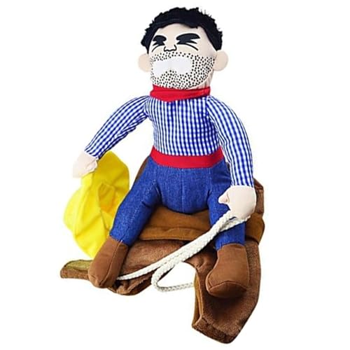 Cowboy Hund Kostüm einstellbare Baumwolle Chucky Hunde Kostüm Einfach zu blockierter Cowboy-Reiten-Sattelkostüme für Halloween-Weihnachtsfeiern Größe M von ISOYTERO