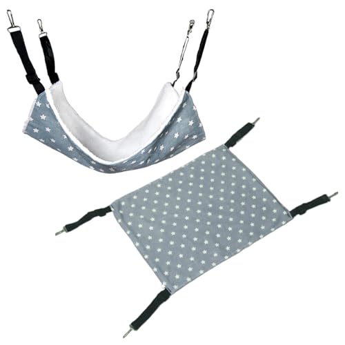 ISOYTERO 2pcs Katzen Hängematte Stern Flachs Cat Hängematte für Käfig reversibler weiches atmungsaktives hängendes Bett mit verstellbaren Gurten und Metallhakenzubehör für kleine Hunde Kaninchen von ISOYTERO