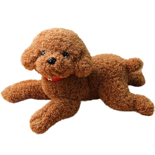 ISOYTERO Hund Plüsch niedlich lebhafter Teddy Hunde -Paarung Spielzeug 14 -Zoll -Baumwolle gefülltes Plüschspielzeug mit Kragen dekorativ für Couchsofa, Hellbraun von ISOYTERO