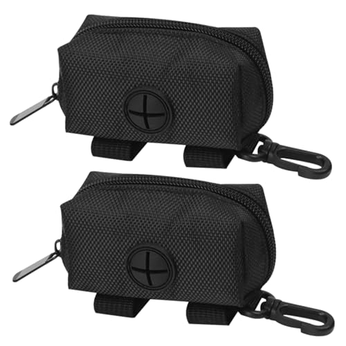 ISOYTERO Hundekotbeutel Dispenser 2pcs wasserdichte Hundeabfallbeutel Spender mit Reißverschluss ＆ Carabiner Clip tragbarer Mülleimer passt zu jeder Leine für Gehen von ISOYTERO
