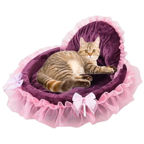 ISOYTERO Mädchenhundbett weiche Plüsch -Prinzessin Katze Bett süße Katze mit abnehmbar von ISOYTERO