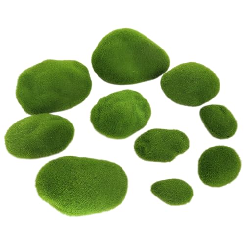 ISOYTERO Moosbällchen 10pcs Fake Moos 1.2 '' bis 3, 9 '' Künstlich für Pflanzentöpfe Dekorative grüne Bälle Dekor für Blumenarrangements, Feengärten und Handwerk von ISOYTERO