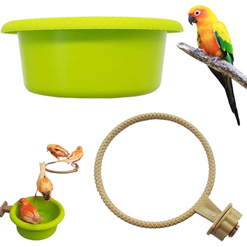 ISOYTERO Vogelbad für Käfig universeller Nicht-Rutsch-Vogel-Käfig-Bad 4-Zoll-Haustier mit Stand für Kanarische Finch-Shot-Lieferungen für von ISOYTERO