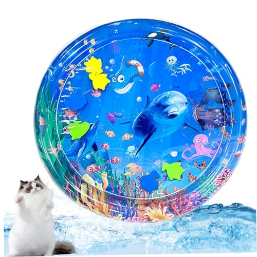 ISOYTERO Wassersensorische Spielmatte, 26 Zoll runde wasserfüllbare & aufblasbare Katzenspielmatte, verdickte PVC-sensorische, interaktive Bauchzeit für Katzen Haustiere Baby Katze ISOYTERO Wassersensorische Spielmatte, 26 Zoll runde wasserfüllbare & aufblasbare Katzenspielmatte, verdickte PVC-sensorische, interaktive Bauchzeit für Katzen Haustiere Baby Katze von ISOYTERO