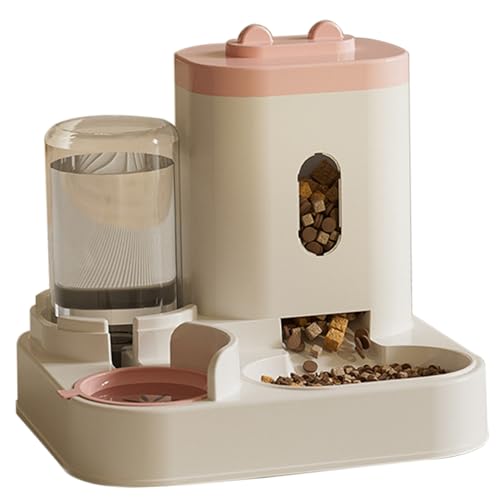 Katzenfutter- und Wasserspender 2 in 1 automatische Katzenfuttermittel Wasserer Abnehmbarer Lebensmittel- und Wasserschüssel mit großer Kapazität Tiernahrungsaufbewahrungsbehälter für Hund, andere Ha von ISOYTERO