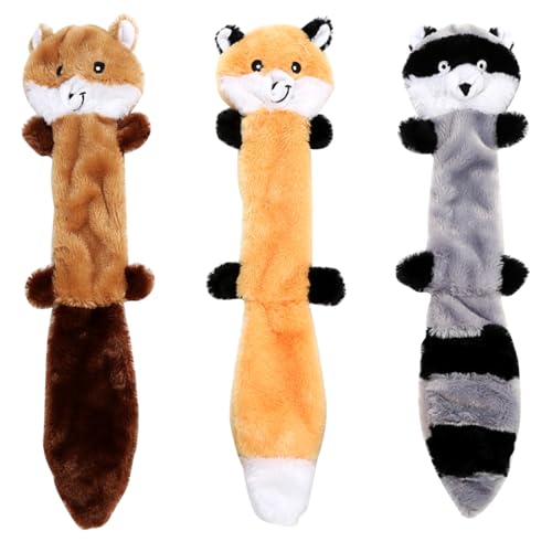 Quietschende Hundespielzeug, 3pcs Waschbär Eichhörnchen -Hundespielzeug, kein füllendes Quietschenspielzeug 17.7 '' Kauspielzeug, Plüsch interaktive Geburtstagsgeschenke für mittelgroße und große Hun Quietschende Hundespielzeug, 3pcs Waschbär Eichhörnchen -Hundespielzeug, kein füllendes Quietschenspielzeug 17.7 '' Kauspielzeug, Plüsch interaktive Geburtstagsgeschenke für mittelgroße und große Hun von ISOYTERO