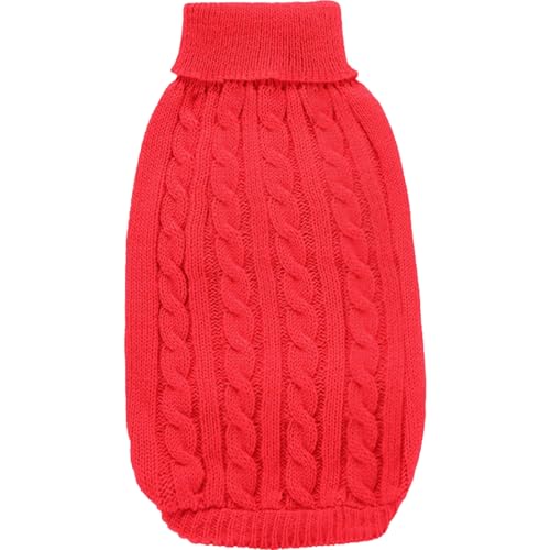 Warm Hundepullover, klassischer verdrehter Jacquard -Hundestrickpullover, Rollkragenpullover Wintermantel, Winterkleidung für kleine mittelgroße Hunde Haustiere, XL warm von ISOYTERO