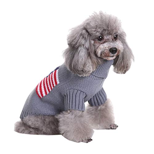 ISSHE Warme Hundepullover Sweater Gestrickter Pullover für Kleine Hunde Hunde Pullover Katzenpullover für Herbst Winter Grau XL von ISSHE