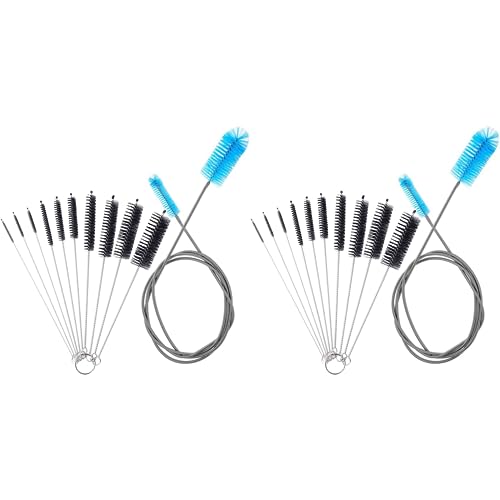 ISTOVO 2X Aquarium Filter Bürsten Set, Flexibler Doppel End Borsten Rohr Reiniger mit Langer Reinigungs Bürste Aus Edelstahl von ISTOVO