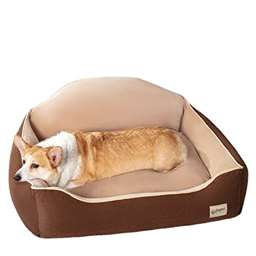 Kauen Beweis Hund Betten, Hund Bett Kissen Große Raum, Hohe Rückenlehne Hund Sofa für Kleine Medium Large Pet (Große 12kg,Kaffee) von ITANA