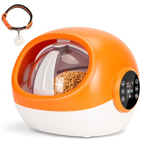 Mikrochip Futterautomat Katze, Katzenfutter Automat mit RFID-Halsbandanhänger, Dual Powered Electric Pet Feeder, Automatische Futterautomat Katze Nassfutter für Nass- und Trockenfutter, Orange Mikrochip Futterautomat Katze, Katzenfutter Automat mit RFID-Halsbandanhänger, Dual Powered Electric Pet Feeder, Automatische Futterautomat Katze Nassfutter für Nass- und Trockenfutter, Orange von ITEFDTUTNE