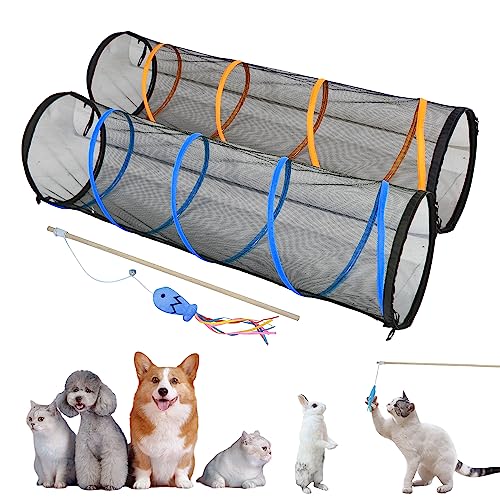 ITENT Katzenspiel-Tunnel, 2 Packungen für drinnen und draußen, Katzenspielhaus, Katzengehege, einfach zu verbinden mit zwei Reißverschlusstüren, Produktgröße 170 x 45 cm, 2 Stück, Orange und Blau ITENT Katzenspiel-Tunnel, 2 Packungen für drinnen und draußen, Katzenspielhaus, Katzengehege, einfach zu verbinden mit zwei Reißverschlusstüren, Produktgröße 170 x 45 cm, 2 Stück, Orange und Blau von ITENT