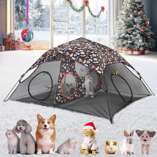 ITENT Outdoor-Katzenspielzelt für Indoor-Katzen (X-Großes tragbares Katzenhaus, Outdoor-Katzengehege für Katzen, einfach mit Katzentunnel, Katzenwürfel zu verbinden (zum Patent angemeldet) von ITENT