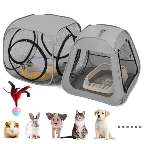 Tragbarer Katzenlaufstall, Trapez-Design für besseren Stand, faltbares Haustierzelt für drinnen und draußen, Laufstall, Outdoor-Katzenzelt, Katzenhäuser und Höhlen für Kätzchen, Katzen, Welpen und Tragbarer Katzenlaufstall, Trapez-Design für besseren Stand, faltbares Haustierzelt für drinnen und draußen, Laufstall, Outdoor-Katzenzelt, Katzenhäuser und Höhlen für Kätzchen, Katzen, Welpen und von ITENT