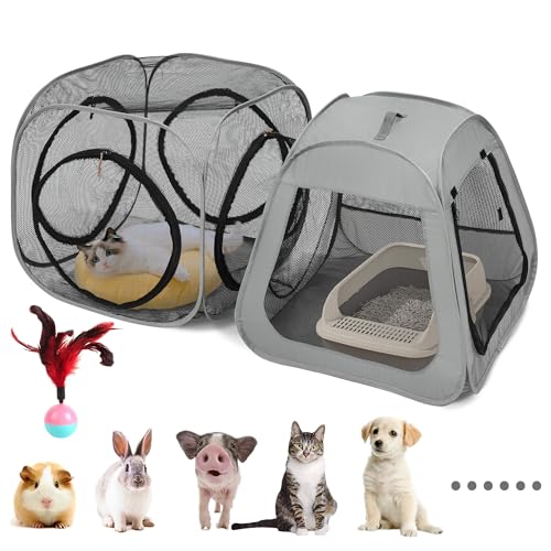 Tragbarer Katzenlaufstall, Trapez-Design für besseren Stand, faltbares Haustierzelt für drinnen und draußen, Laufstall, Outdoor-Katzenzelt, Katzenhäuser und Höhlen für Kätzchen, Katzen, Welpen und Tragbarer Katzenlaufstall, Trapez-Design für besseren Stand, faltbares Haustierzelt für drinnen und draußen, Laufstall, Outdoor-Katzenzelt, Katzenhäuser und Höhlen für Kätzchen, Katzen, Welpen und von ITENT