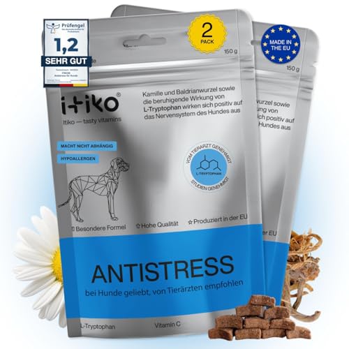 ITIKO Vitamine für Hunde | Lecker Hund Beruhigung Futterergänzung | Beruhigungsmittel für Hunde | Verbesserung des Nervensystems, Bellhemmend, L-Tryptophan | 2 Stück ITIKO Vitamine für Hunde | Lecker Hund Beruhigung Futterergänzung | Beruhigungsmittel für Hunde | Verbesserung des Nervensystems, Bellhemmend, L-Tryptophan | 2 Stück von ITIKO