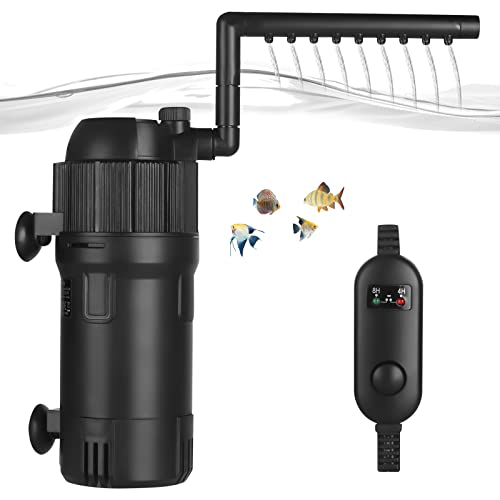 ITIY 5-in-1-Aquarium-U-V-Filter, 400L/H 4W interne Aquarienfilterpumpe mit Timer, um 180 ° Einstellbarer Tauchfilter für kleine Aquarien, Tropische Aquarien, Schildkrötenbecken von ITIY