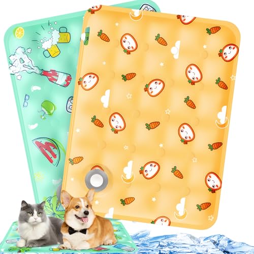 ITJMRJP Kühlmatte Hund Katze 2 Stück Kühlmatte für Hunde 40 x 50cm Hundekühlmatte Selbstkühlend Waschbar Hunde Kühldecke für Hund Klein und Katzen Dog Cooling Mat(D) von ITJMRJP