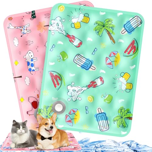 ITJMRJP Kühlmatte Hund Katze 2 Stück Kühlmatte für Hunde 40 x 50cm Hundekühlmatte Selbstkühlend Waschbar Hunde Kühldecke für Hund Klein und Katzen Dog Cooling Mat(E) von ITJMRJP