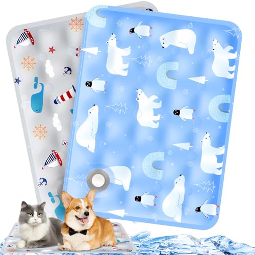 ITJMRJP Kühlmatte Hund Katze 2 Stück Kühlmatte für Hunde 40 x 50cm Hundekühlmatte Selbstkühlend Waschbar Hunde Kühldecke für Hund Klein und Katzen Dog Cooling Mat(A) von ITJMRJP
