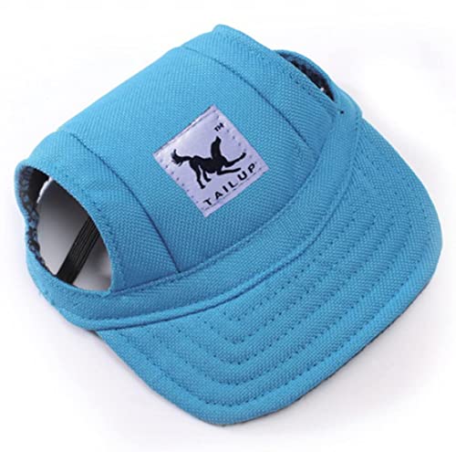 Baseballmütze Kleine Hunde Hundecap mit Ohrlöchern Basecap Sommer Baseballkappe Verstellbar Hundehut Welpen Hundemütze Sport Kappe Sonnenschutz Sonnenhut Katze Mütze Haustier Cap Outdoor (M, Blau) von ITODA