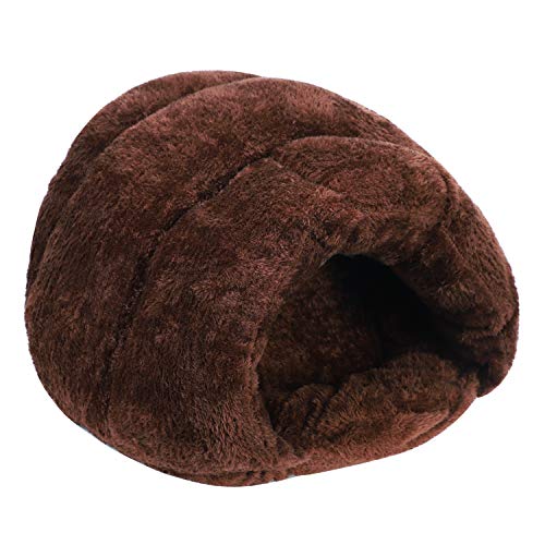 ITODA Hundehütte Haustier Schlafsack Bettchen für Hund Katze Welpe Hundehöhle Katzenhöhle Verdicktes Hundebett Weiches Katzenbett Schlafplatz für Zuhause Hundehaus Katzenhaus (Dunkelbraun) von ITODA