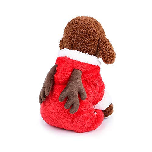 Hundemantel Weihnachten Hundepulli Elch Hundejackef für Welpen Hunde Bekleidung Haustiere Kapuzenjacke Winterpulli mit Bauchschutz Winter Hundebekleidung Kostüm für Kleine und Mittlere Hunde Rot XL von ITODA