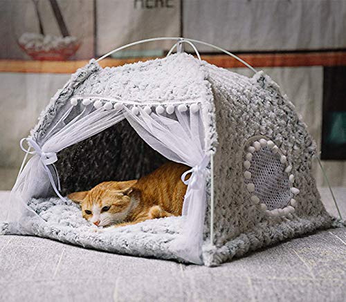 Haustier Tipi Hunde Katze Zelt Haustierzelt Plüsch Hundezelt Katzenzelt Abnehmbar Katzenbett Hundebett Kuschelig Haustierbett mit Tiermatratze Waschbar Tierbett für Kleine/Mittlere Hunde Katze von ITODA