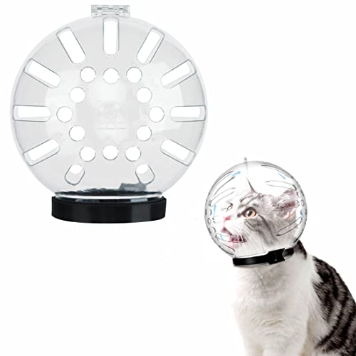 Katzen Maulkorb Kugel Atmungsaktiv Katzenpflege Katzenmaulkorb Anti-Biss Schutzkragen Elisabethanischer Kragen Verstellbar Luftmaulkorb Transparent Katzenhaube für Katzen zur Fellpflege Baden M von ITODA