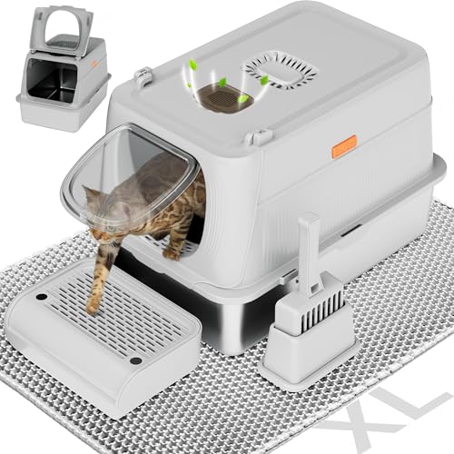 Citylife Edelstahl-Katzentoilette mit Deckel, XL, extra groß, geschlossen, abnehmbar, Metall-Katzentoilette mit Schaufel und doppellagiger Katzentoilette, antihaftbeschichtet, geruchlos, einfache Citylife Edelstahl-Katzentoilette mit Deckel, XL, extra groß, geschlossen, abnehmbar, Metall-Katzentoilette mit Schaufel und doppellagiger Katzentoilette, antihaftbeschichtet, geruchlos, einfache von ITYLIFE CITYLIFE