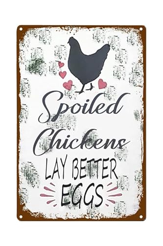 20 x 30 cm Blechschild Hühnerstall Schild Bauernhof verdorbene Hühner legen bessere Eier Dekor Poster Wandkunst Blechschild Dekor Metallschild Poster von IUBBKI