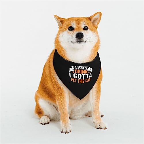 „Hold My Drink I Gotta Pet This Cat Hunde-Bandanas Haustierschal aus strapazierfähigem Stoff für Katzen von IUBBKI