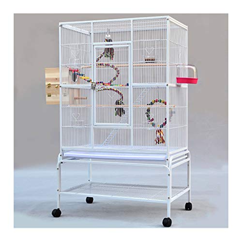 Massiver Vogelkäfig, großer Metall-Papageien-Vogelkäfig mit Rad, Nymphensittich, Sittich, Kanarienvogel, Wellensittich, Papageienkäfig, Haustier-Vogelkäfig mit Leiter, Hängespielzeug für Turteltauben, von IUBGFTO