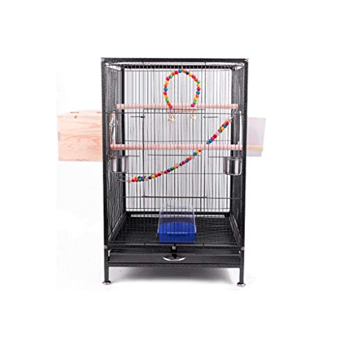 Massiver Vogelkäfig, großer Metall-Vogelkäfig für Papageien, Nymphensittiche, Sittiche, Wellensittiche, Unzertrennliche, Finken, Haustier-Vogelkäfig mit Leiter zum Aufhängen von Spielzeug, 45,5 x 45,5 von IUBGFTO