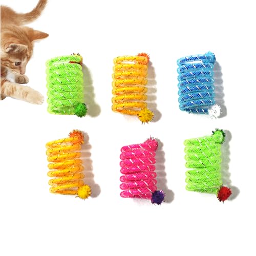 IUHKBH Katzenfedern, 6 Stück, bunte Federn, Katzenspielzeug, interaktives Katzenspielzeug, Kunststoff-Spiralfedern für Katzen, Kätzchen IUHKBH Katzenfedern, 6 Stück, bunte Federn, Katzenspielzeug, interaktives Katzenspielzeug, Kunststoff-Spiralfedern für Katzen, Kätzchen von IUHKBH