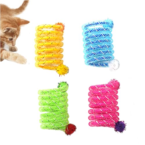 IUHKBH Katzenfedern, bunte Federn, interaktives Katzenspielzeug, Kunststoff-Spiralfedern für Katzen, Kätzchen, 4 Stück IUHKBH Katzenfedern, bunte Federn, interaktives Katzenspielzeug, Kunststoff-Spiralfedern für Katzen, Kätzchen, 4 Stück von IUHKBH