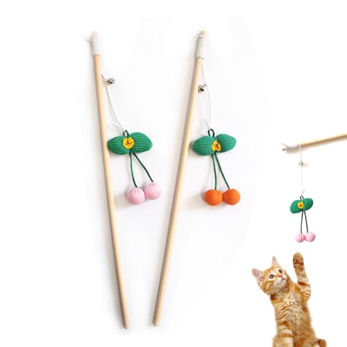 IUHKBH Katzenstäbe, 2 Stück, attraktives, geflochtenes Blumen-Spielzeug mit Glocke, interaktives Katzenspielzeug IUHKBH Katzenstäbe, 2 Stück, attraktives, geflochtenes Blumen-Spielzeug mit Glocke, interaktives Katzenspielzeug von IUHKBH