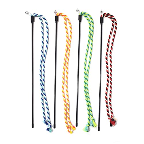 IUHKBH Katzenstäbe, buntes Seil, interaktives Katzenspielzeug mit Glocke, für alle Rassengrößen, 4 Stück IUHKBH Katzenstäbe, buntes Seil, interaktives Katzenspielzeug mit Glocke, für alle Rassengrößen, 4 Stück von IUHKBH