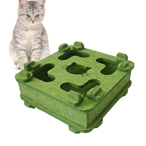 Katzen-Puzzle-Spielzeug, weicher Filz, Intelligenz-Geistspiel, Track-Bälle, interaktives Kätzchen-Spielzeug, Puzzle-Box für Indoor-Katzen, einfach zu montieren [Grün] von IUHKBH