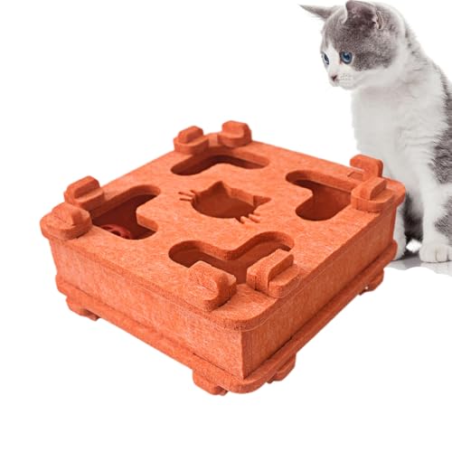 Katzen-Puzzle-Spielzeug, weicher Filz-Intelligenz-Geist-Spiel-Track-Bälle Interaktives Kätzchen-Spielzeug-Puzzle-Box für Indoor-Katzen, Einfach zu Montieren [Orange] von IUHKBH