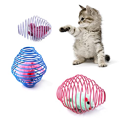 Katzenfederbälle, 3 Stück, dehnbar, Katzenfedern, interaktives Käfig, Ratten, rollende Katzenbälle, Katzenspielzeug von IUHKBH