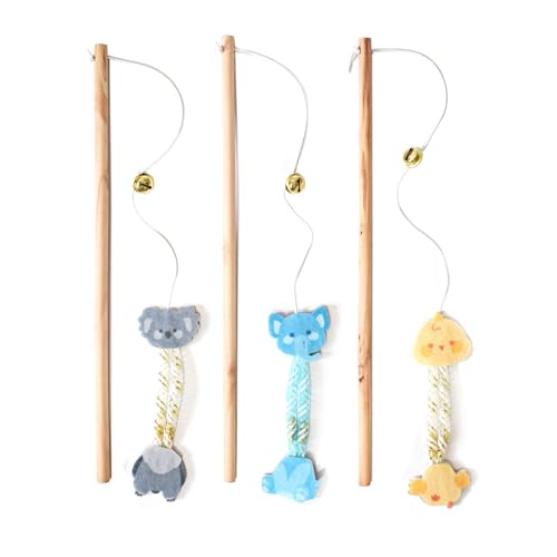 Katzenstab-Spielzeug, 3 Stück, natürlicher Holzgriff, niedlicher interaktiver Kätzchen-Zauberstab, lustiges Kätzchen-Spielzeug, unzerbrechlicher Kätzchen-Stick für Indoor-Katzen Katzenstab-Spielzeug, 3 Stück, natürlicher Holzgriff, niedlicher interaktiver Kätzchen-Zauberstab, lustiges Kätzchen-Spielzeug, unzerbrechlicher Kätzchen-Stick für Indoor-Katzen von IUHKBH