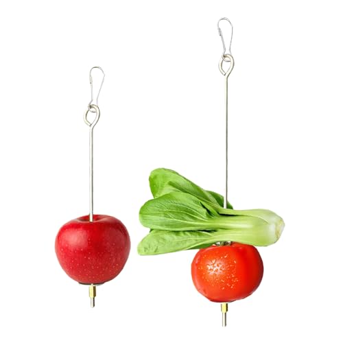 2 Stück Vogelspieß Papageienspieß Futterspender,Wellensittich Zubehör,Spielzeug,Vogel,Vogelspielzeug,Futterkrippe,für Hühnerspielzeug,Edelstahl,Hühnergemüsespieß,Vogelgemüsespieß,Futtersuchspielzeug von IUHRIE