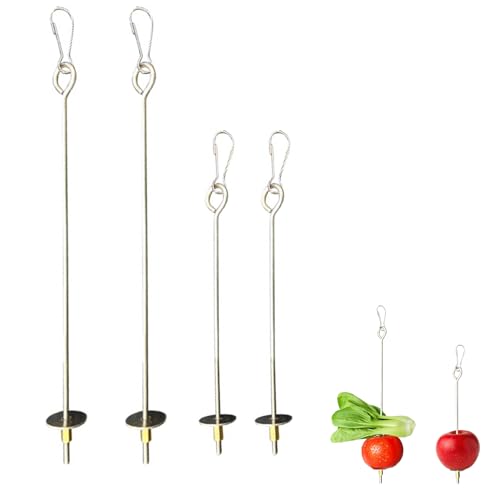 4 Stück Vogelspieß Papageienspieß Futterspender,Wellensittich Zubehör,Spielzeug,Vogel,Vogelspielzeug,Futterkrippe,für Hühnerspielzeug,Edelstahl,Hühnergemüsespieß,Vogelgemüsespieß,Futtersuchspielzeug von IUHRIE